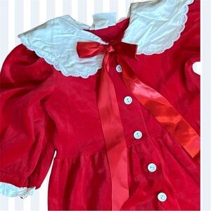 FANCY PANTS KIDS 6X ✨ VINTAGE holiday Red Kids jumper with White Collar EUC